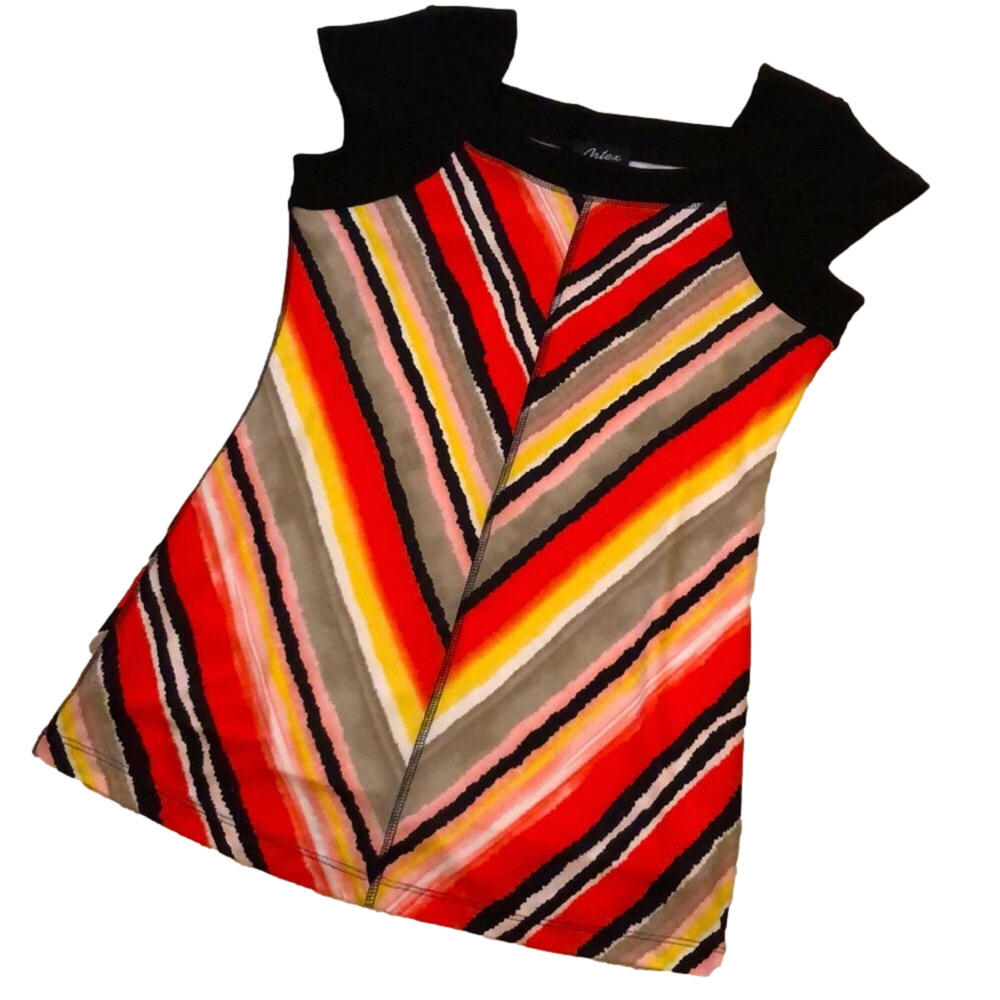 Long Colorful Striped Top, Size Large - Picture 3 of 9